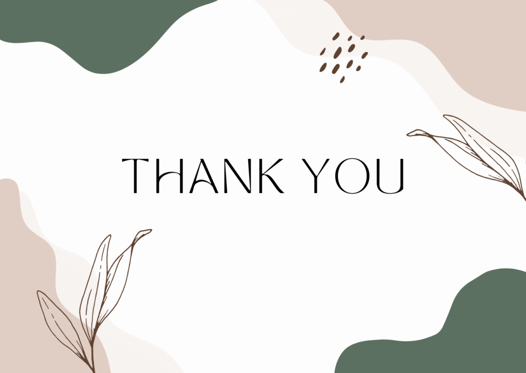 green brown simple thank you card